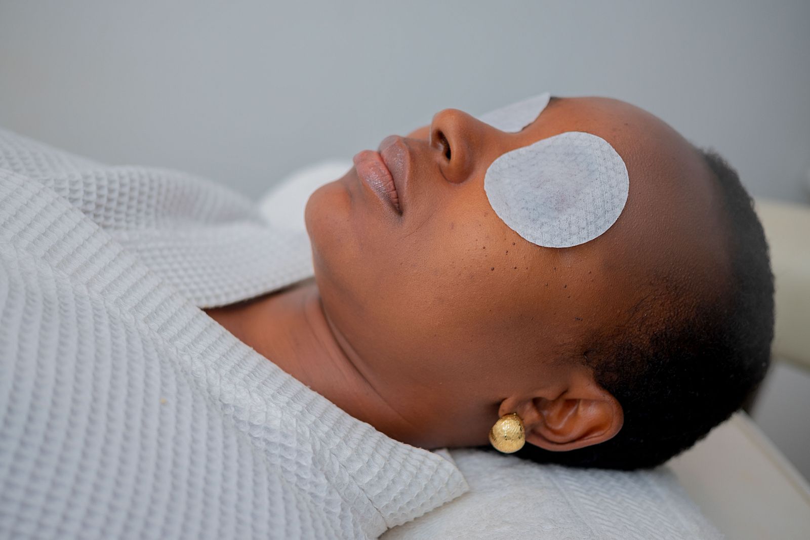 Spa guest resting during a facial